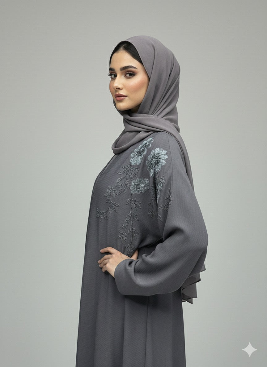 Grey Luxe | Embroidered Abaya