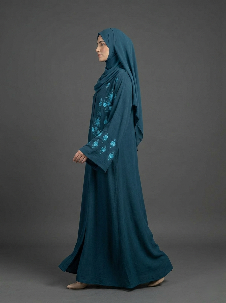 Deep ocean | Embroidered Abaya