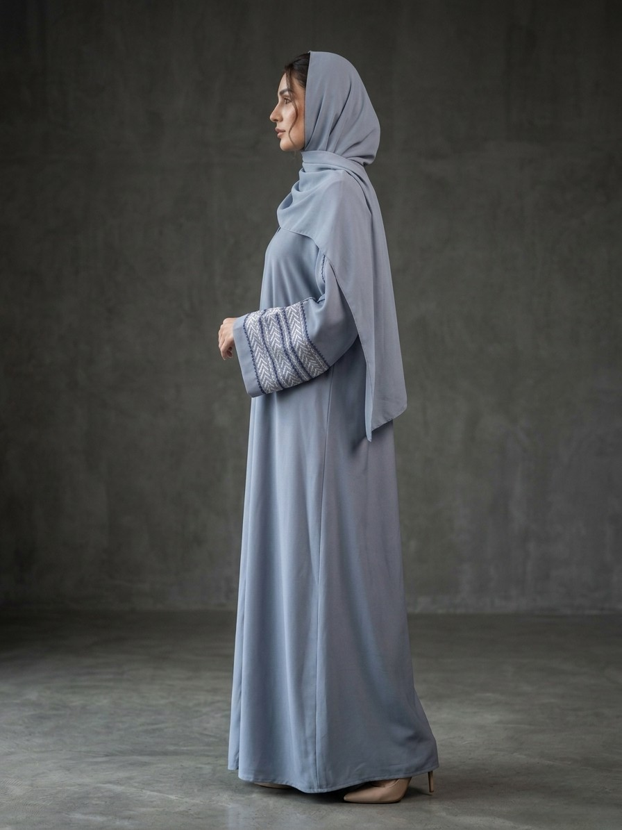 Cloudy blue | Embroidered Abaya