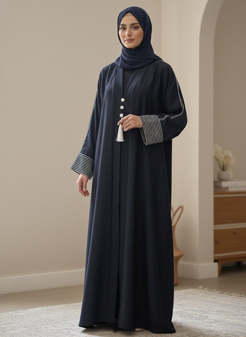Charcoal Grey | Pinstripe Abaya