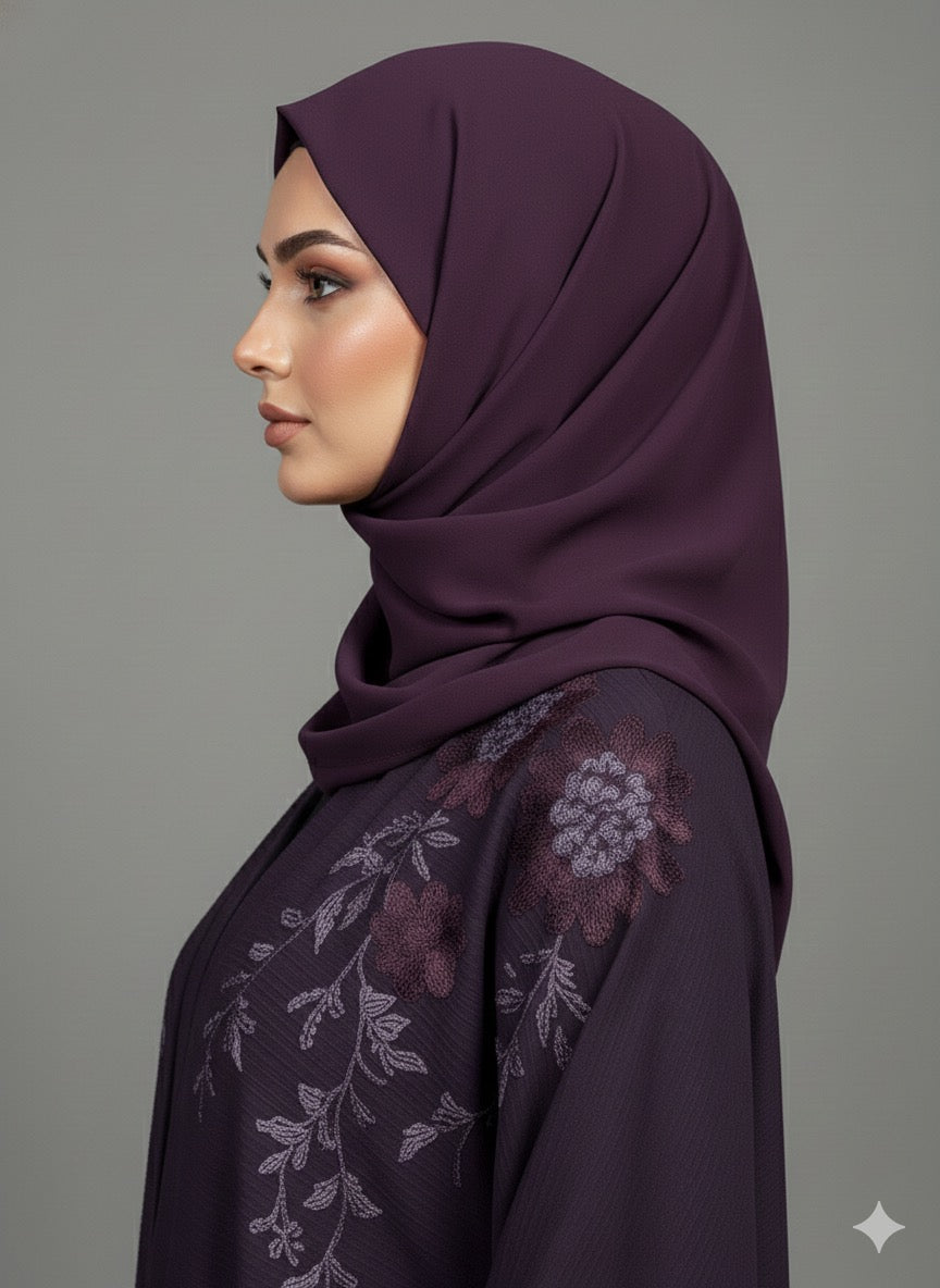 Majestic Mulberry | Embroidered Abaya