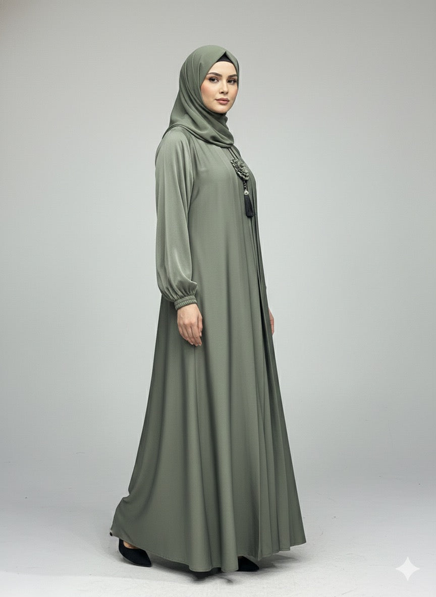 Green Mist | Pleated Abaya
