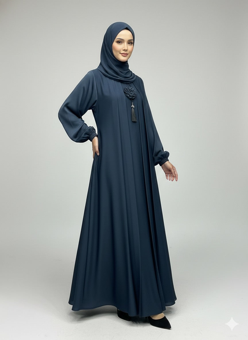 Midnight Blue  | Pleated Abaya
