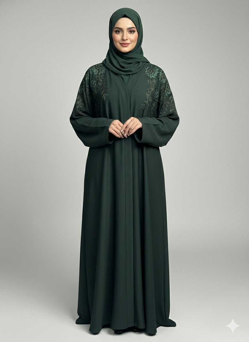Deep Forest | Embroidered Abaya