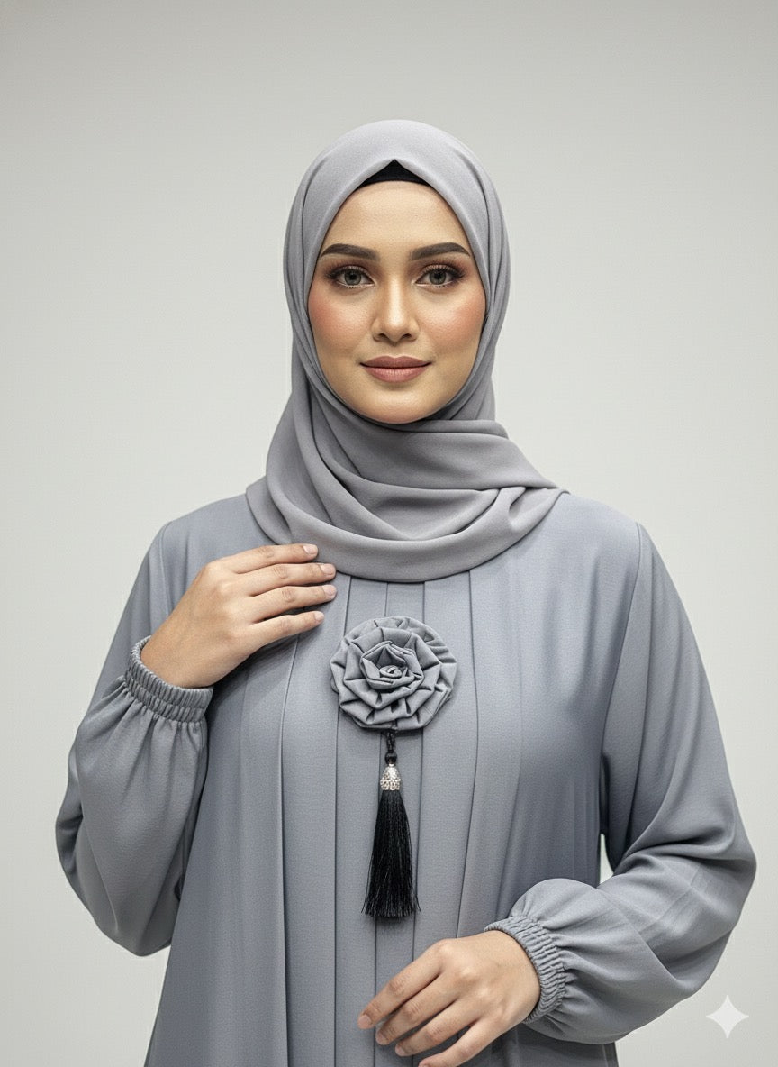 Ash Grey | Pleated Abaya