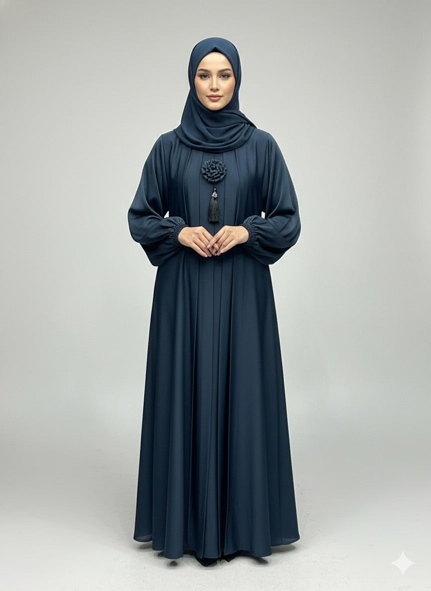 Midnight Blue  | Pleated Abaya