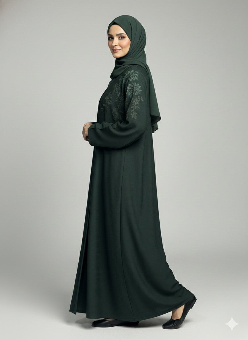 Deep Forest | Embroidered Abaya