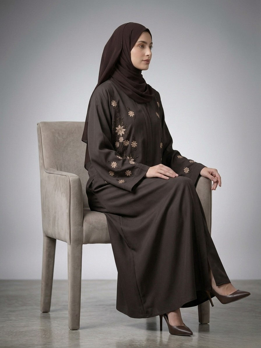 Mocha - Embroidered Abaya