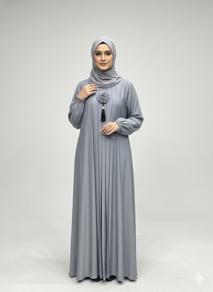 Ash Grey | Pleated Abaya