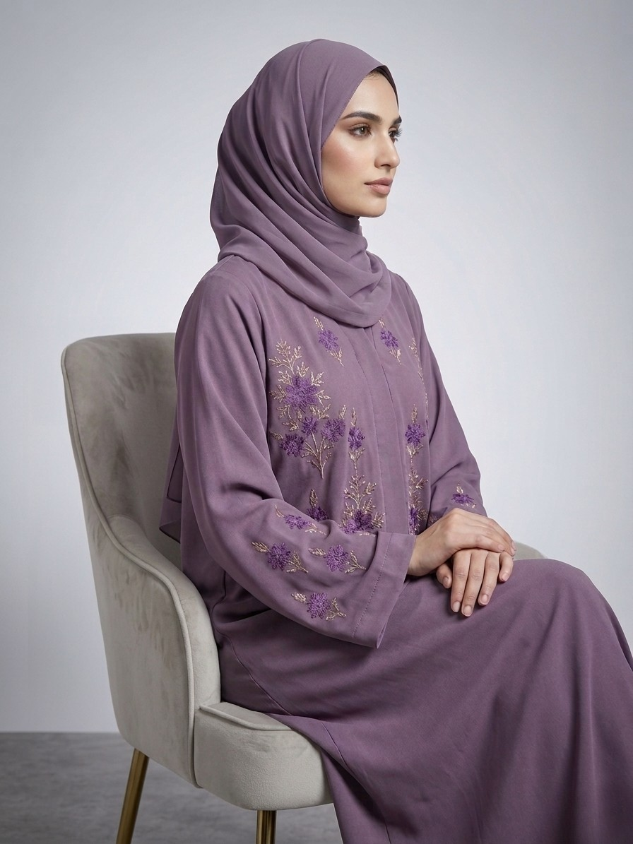 Lavender - Embroidered Abaya