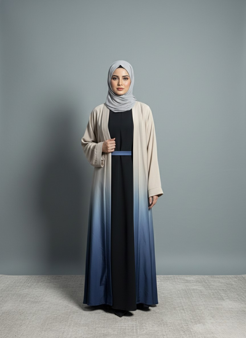 Aurelle Cardigan | Dual-tone Abaya