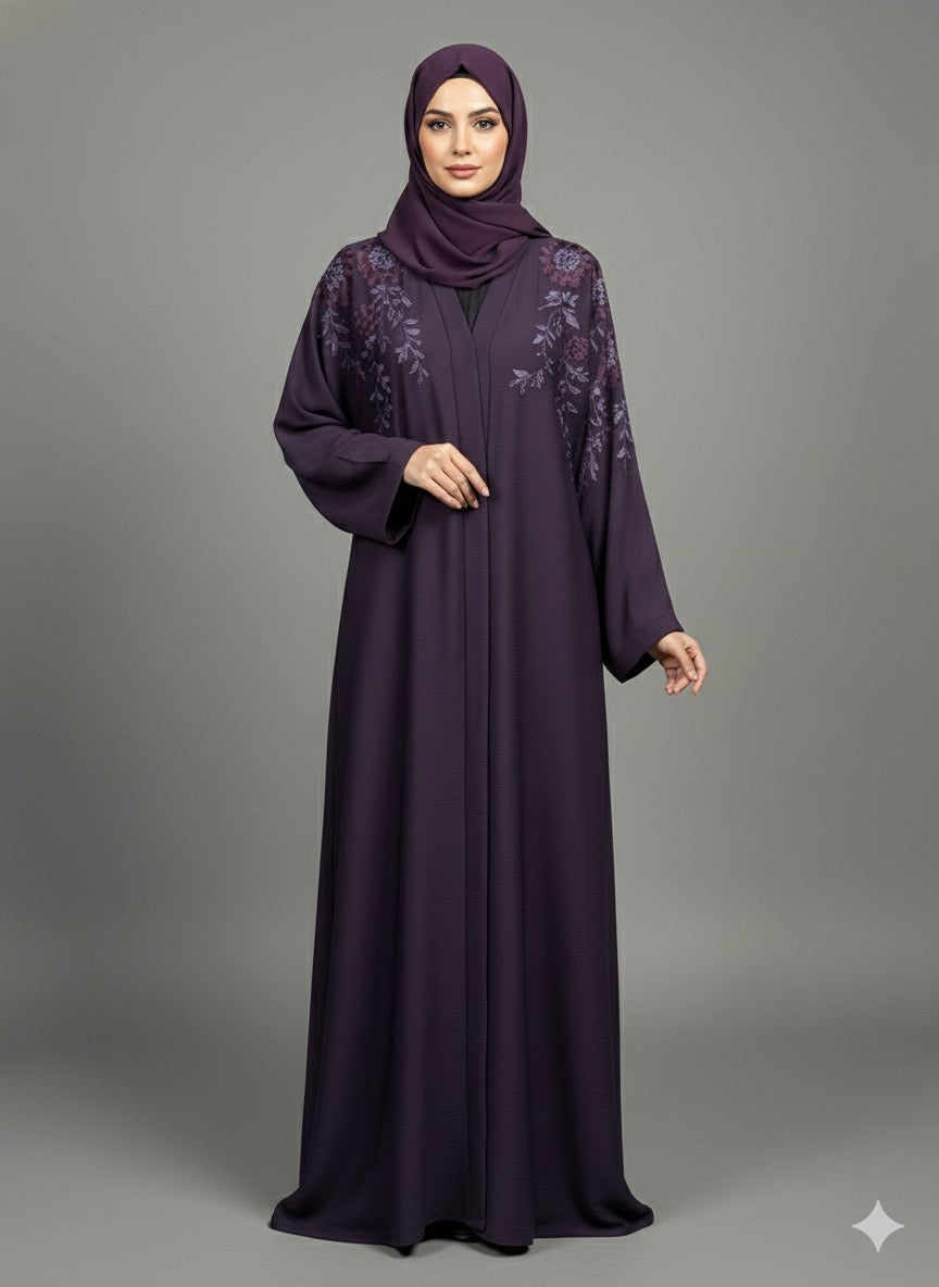 Majestic Mulberry | Embroidered Abaya