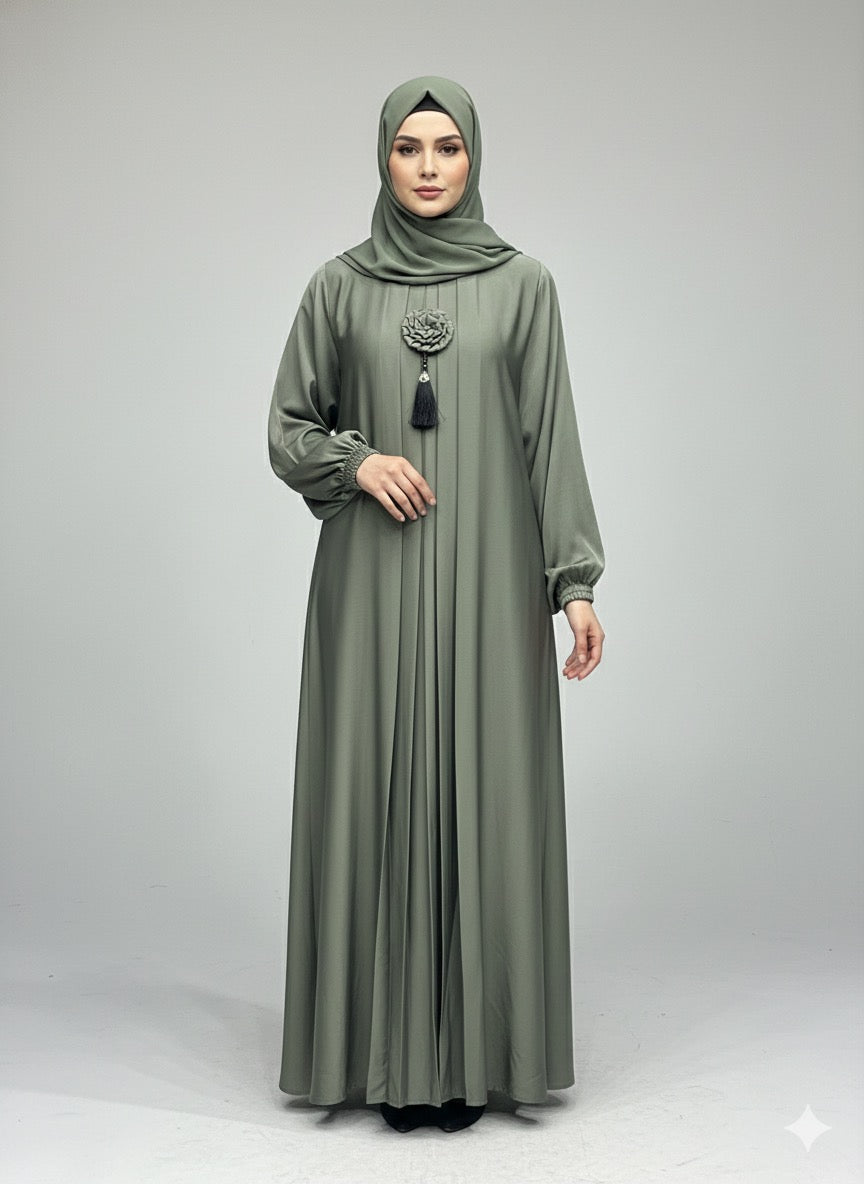 Green Mist | Pleated Abaya