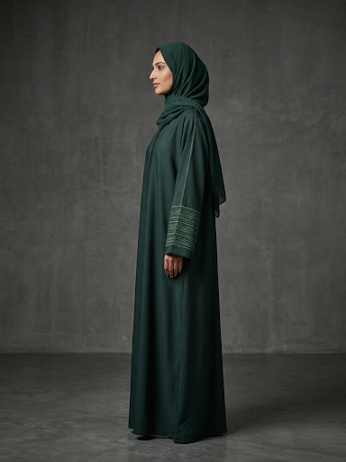 Bottle Green | Embroidered Abaya