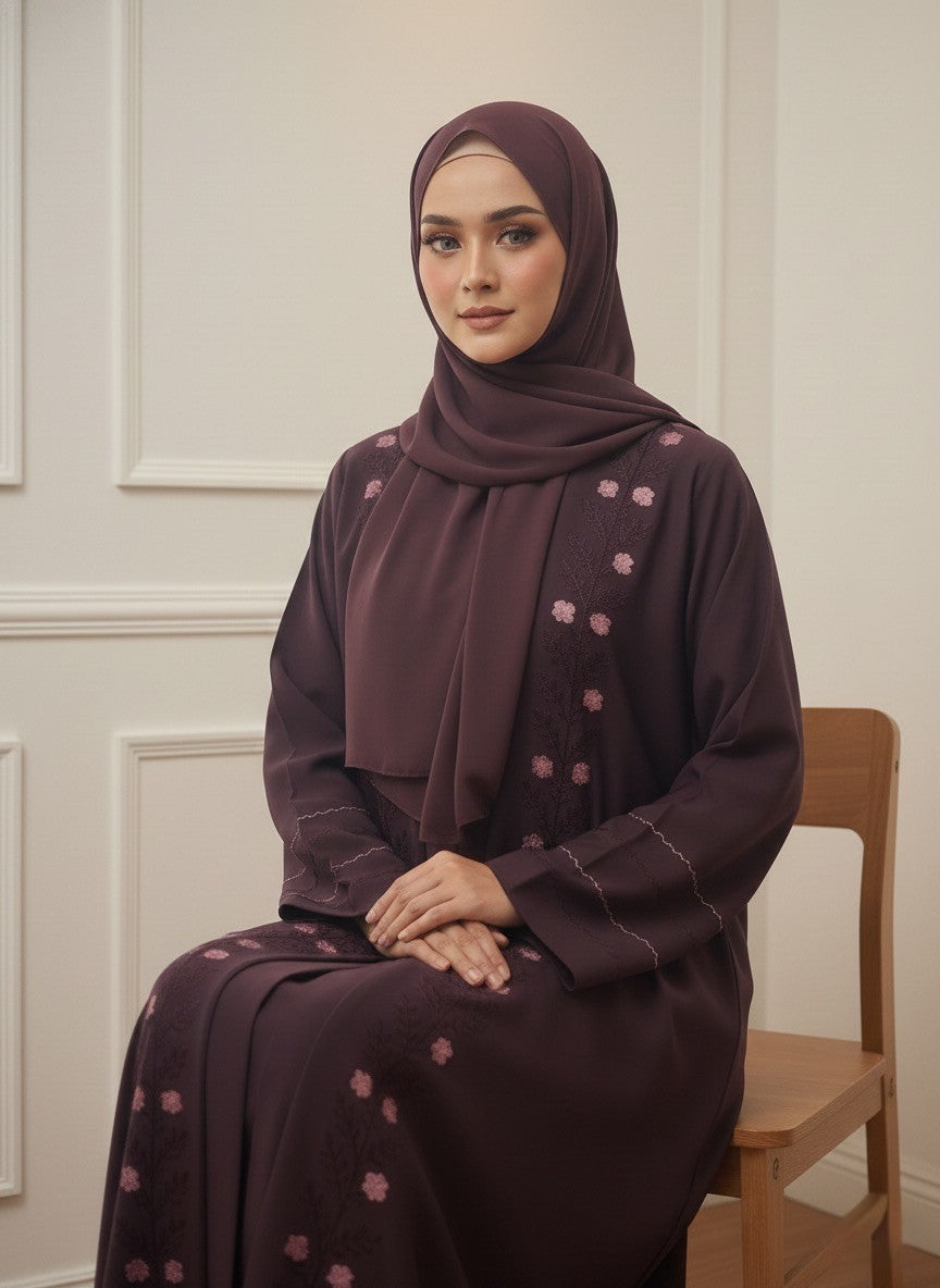 PLUM BLOOM | Embroidered Abaya