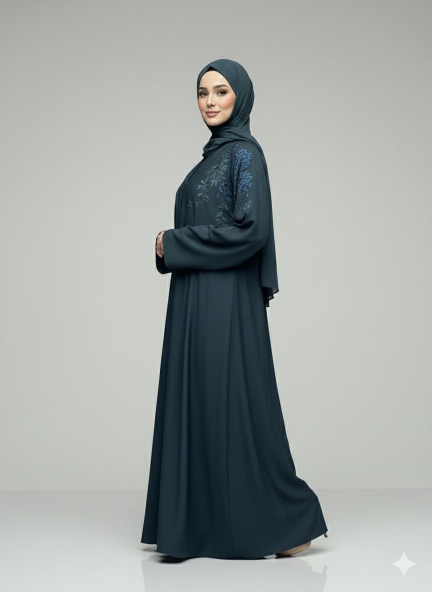 Teal Florence | Embroidered Abaya