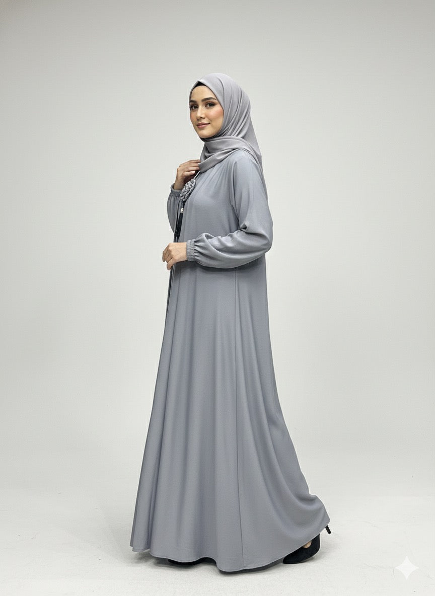 Ash Grey | Pleated Abaya
