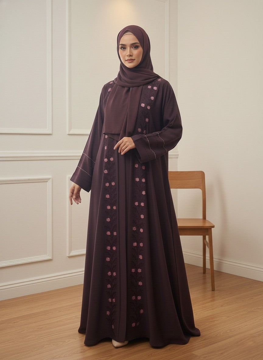 PLUM BLOOM | Embroidered Abaya