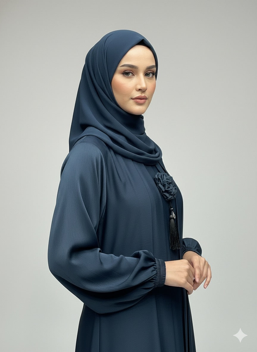 Midnight Blue  | Pleated Abaya