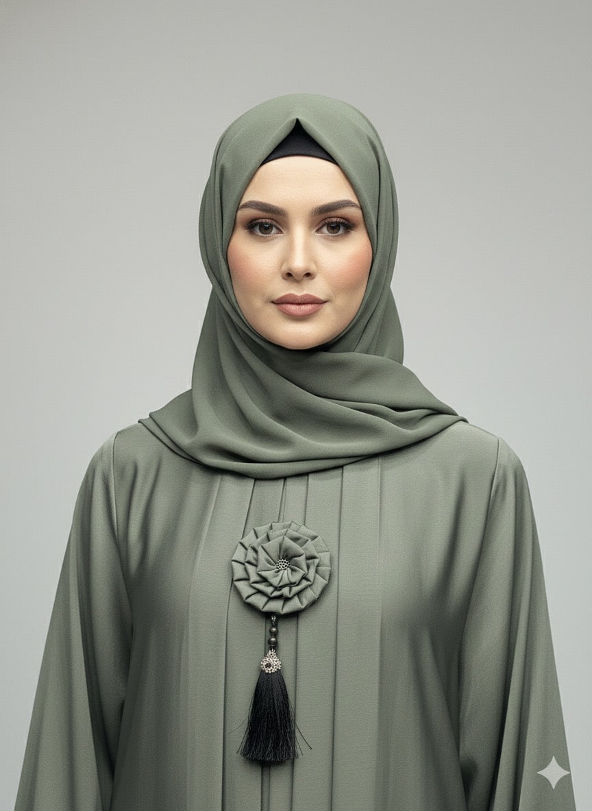 Green Mist | Pleated Abaya