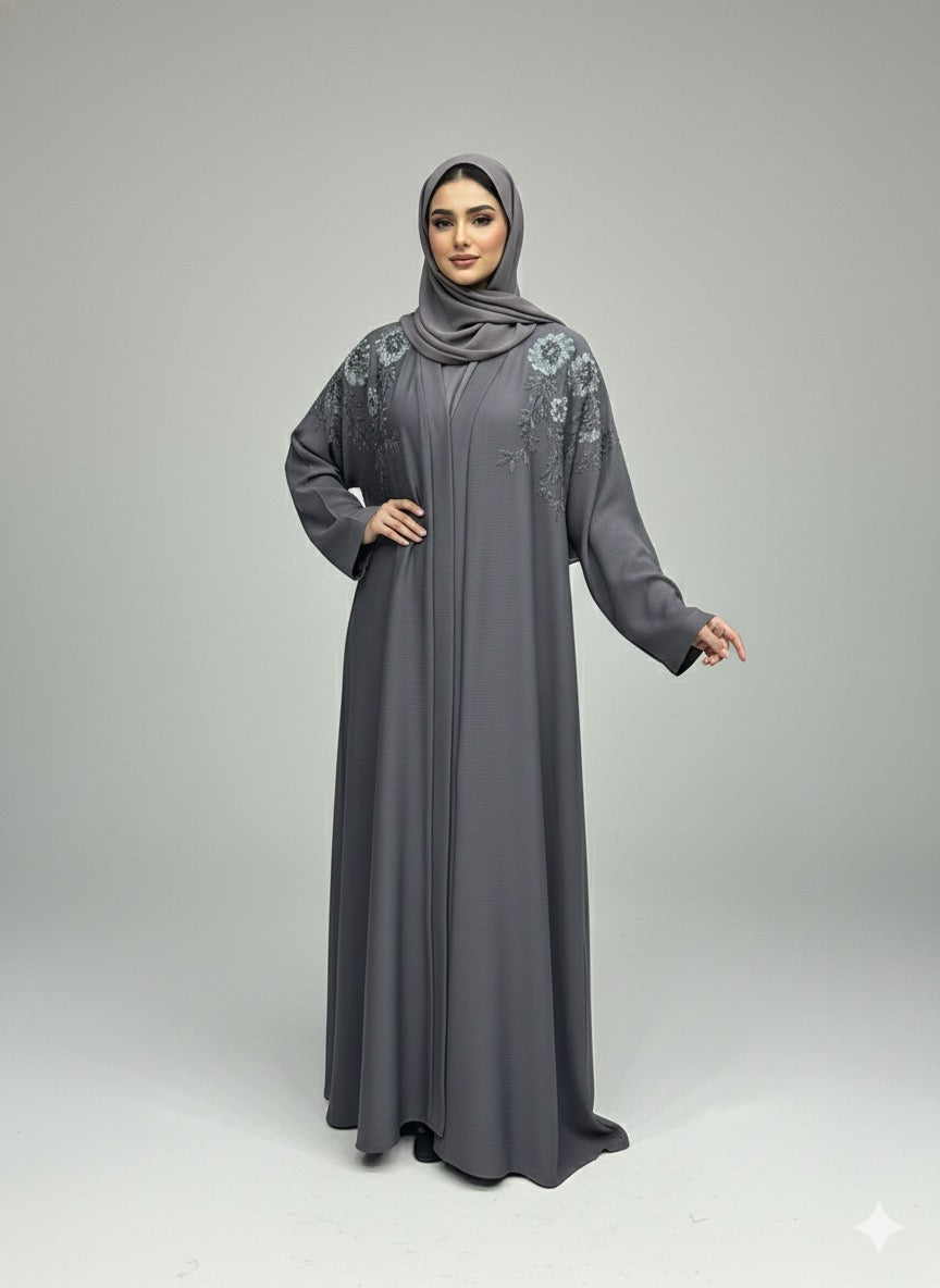 Grey Luxe | Embroidered Abaya