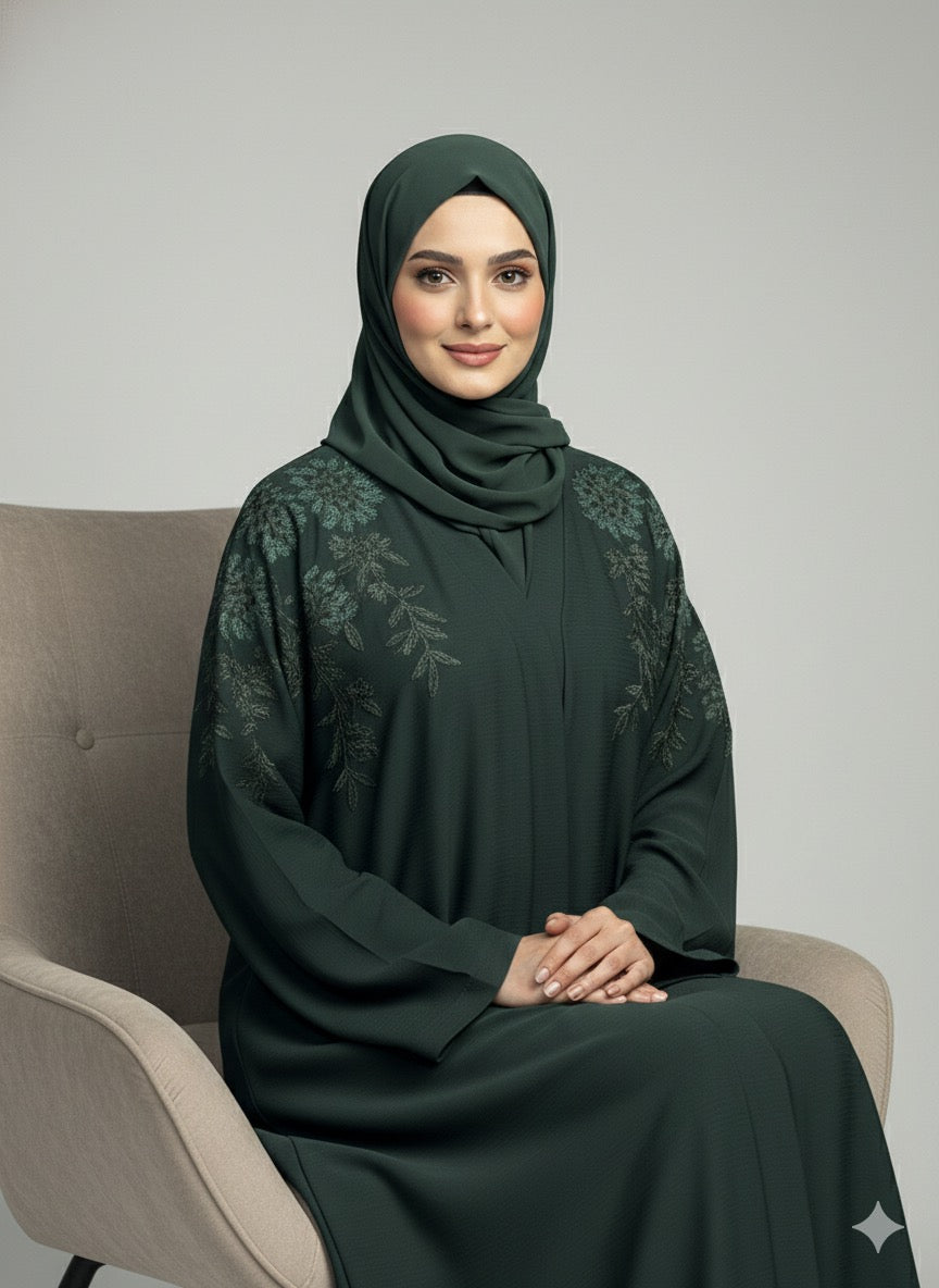Deep Forest | Embroidered Abaya