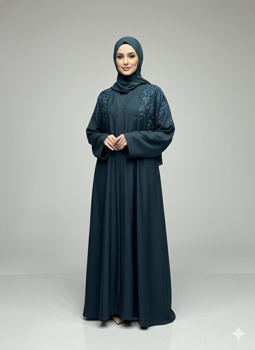Teal Florence | Embroidered Abaya