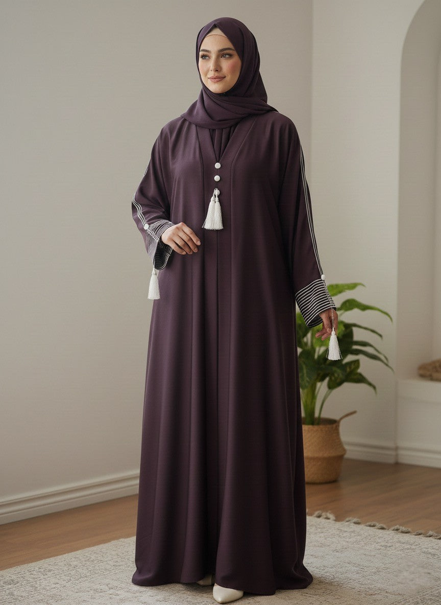 Mulberry | Pinstripe Abaya