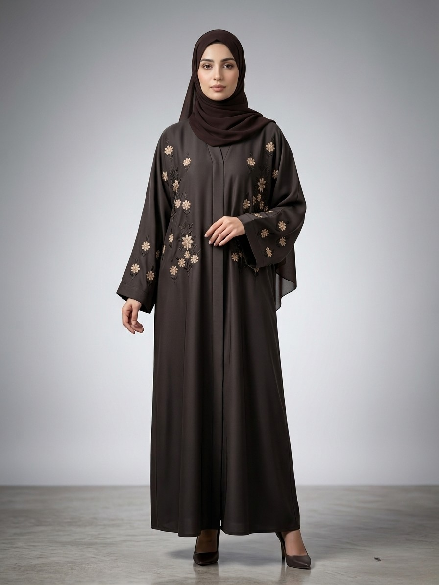 Mocha - Embroidered Abaya
