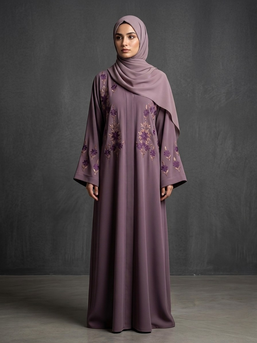 Lavender - Embroidered Abaya