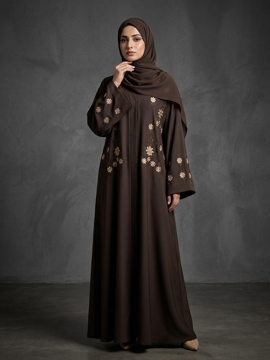 Mocha - Embroidered Abaya