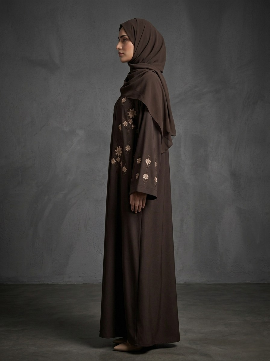 Mocha - Embroidered Abaya