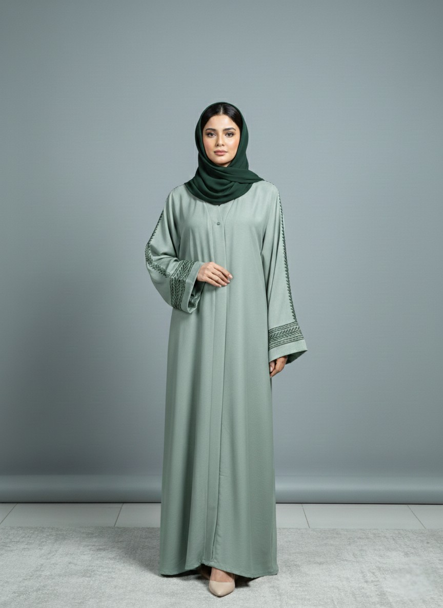 Pistachio Green | Embroidered Abaya
