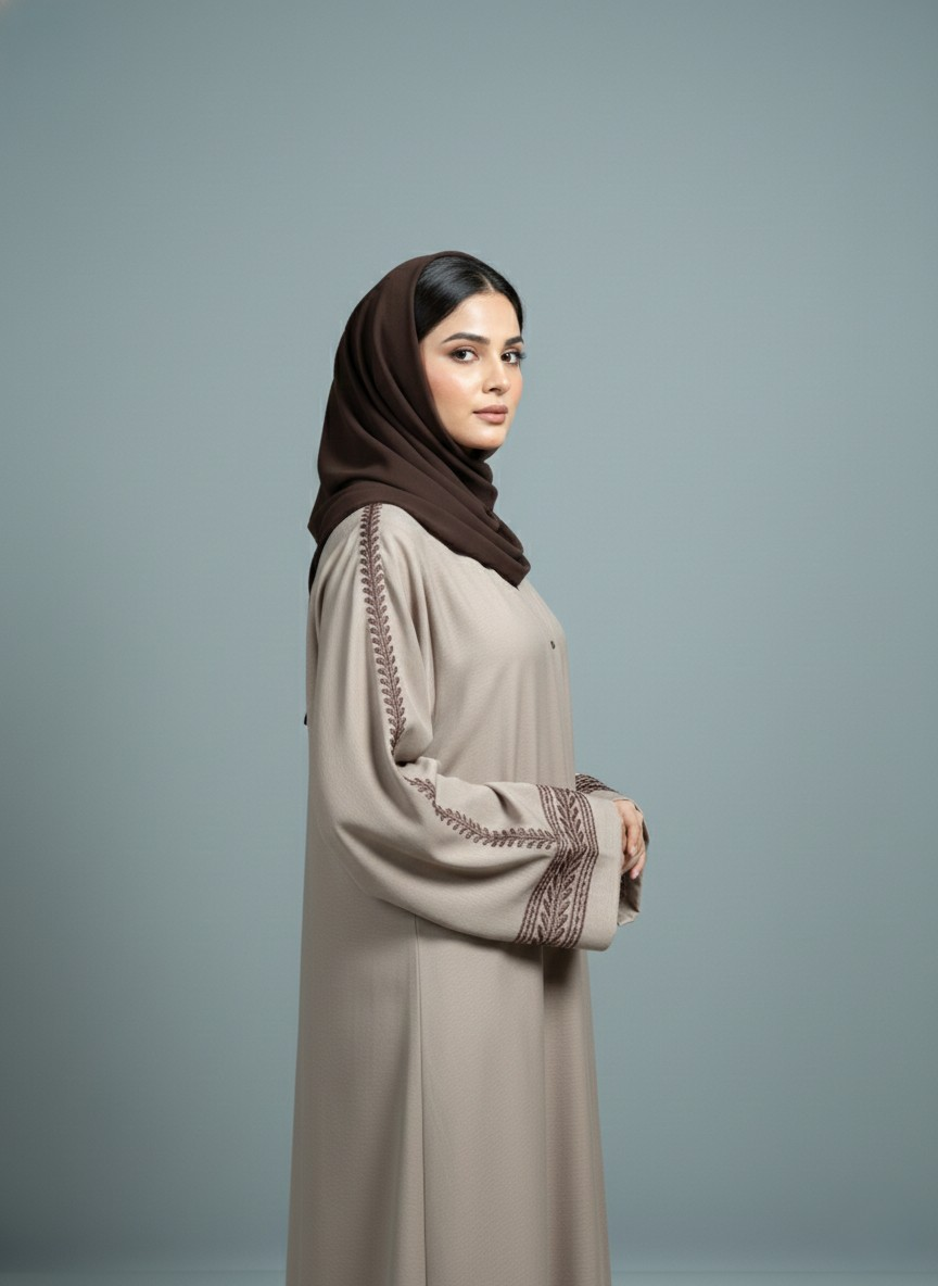 Beige | Embroidered Abaya