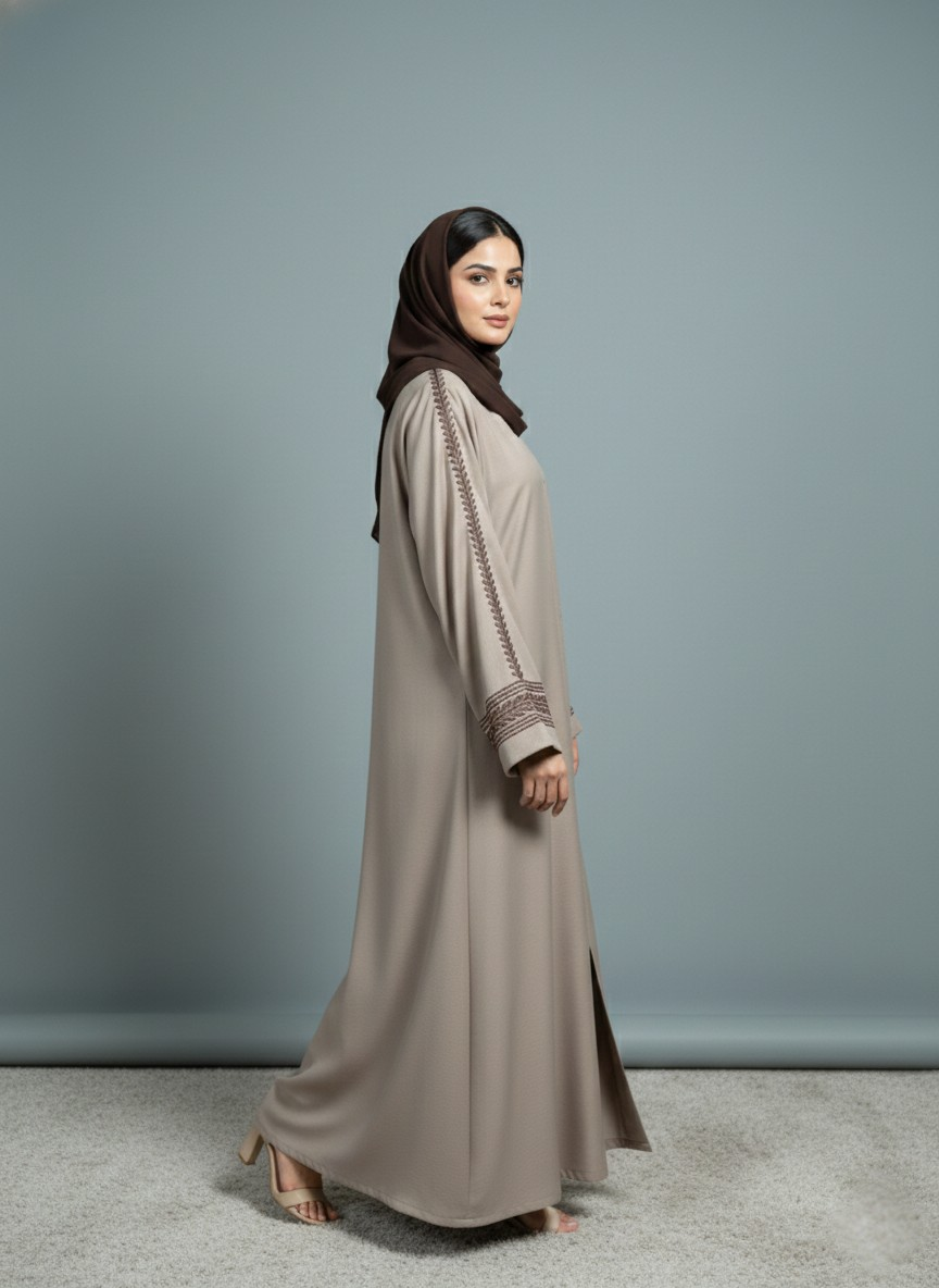Beige | Embroidered Abaya
