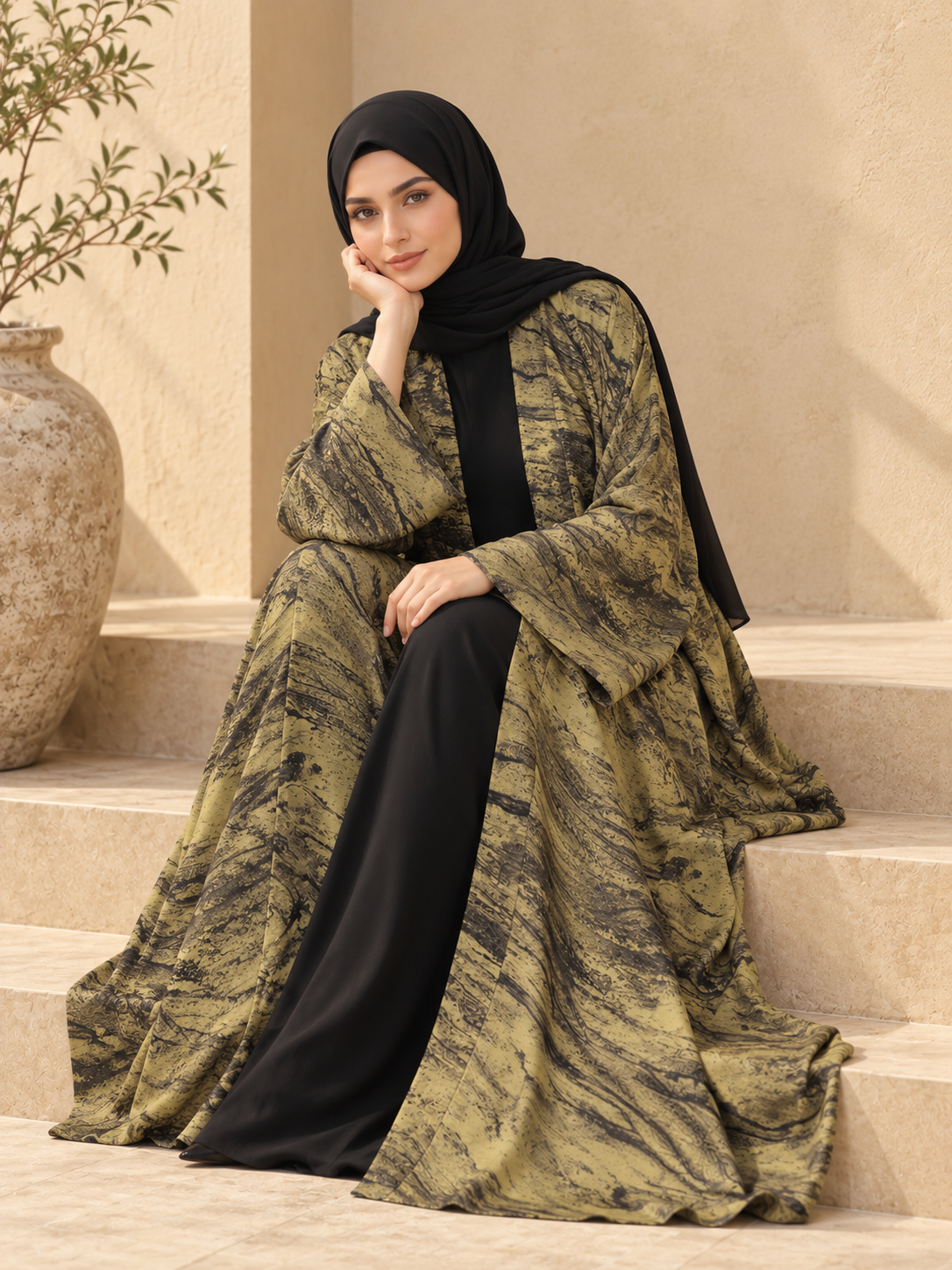 Olive Cardigan | Oreo Print