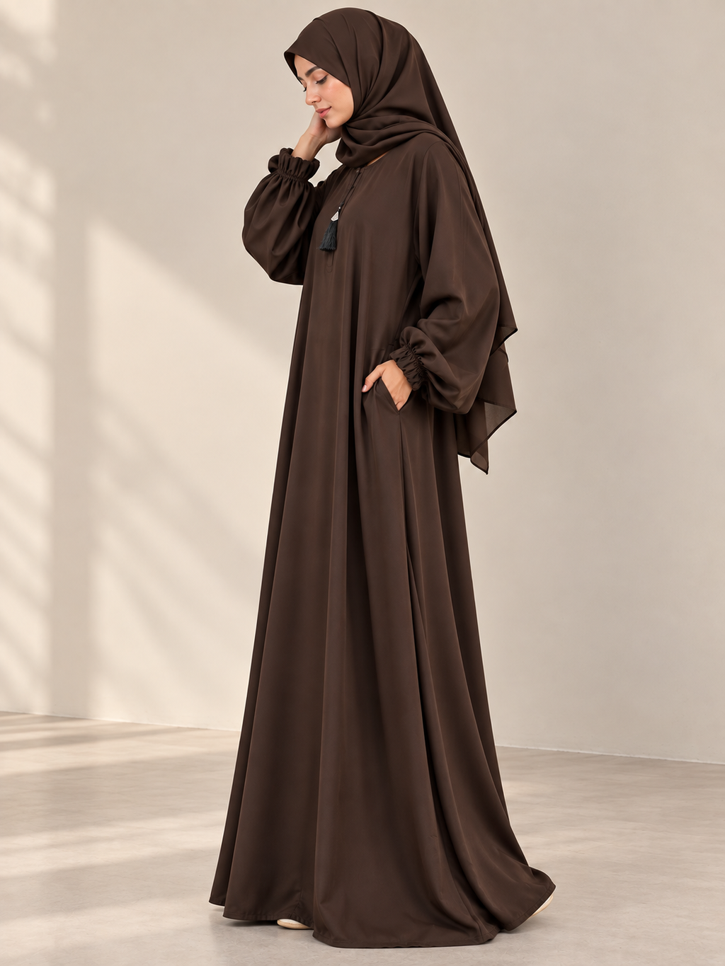 Chocolate brown - Casual Abaya