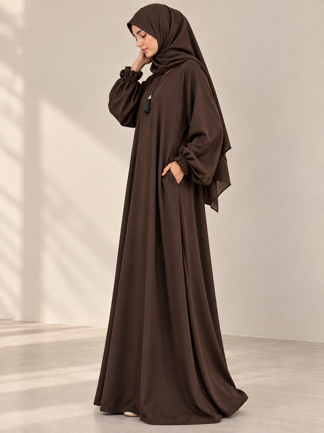 Chocolate brown - Casual Abaya
