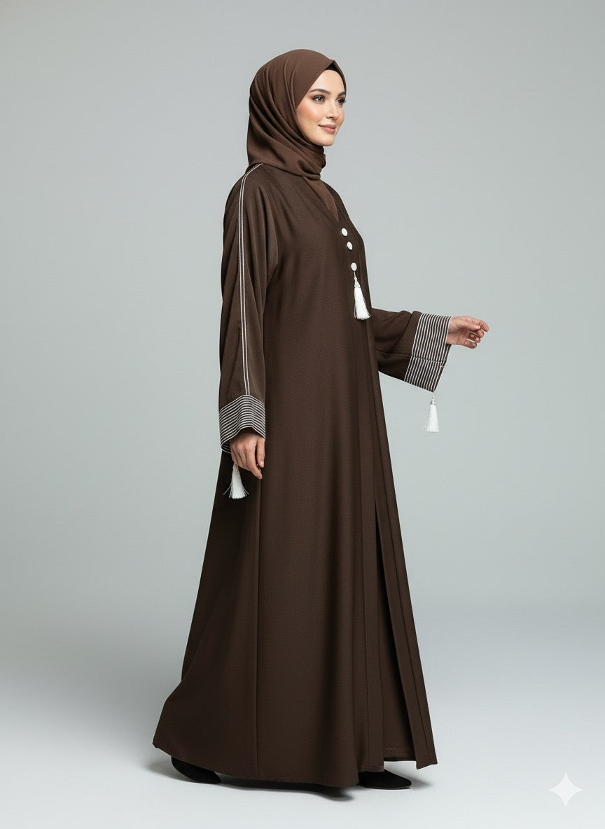 Chocolate Brown | Pinstripe Abaya