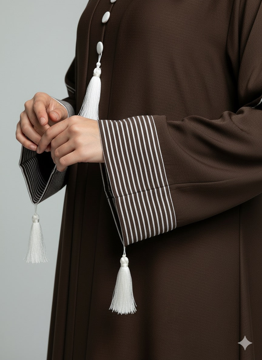 Chocolate Brown | Pinstripe Abaya