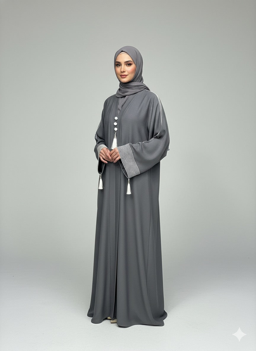 Slate Gray | Pinstripe Abaya