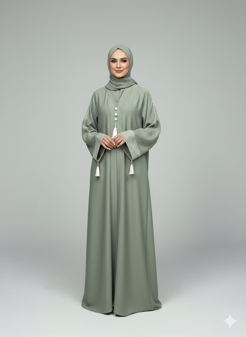 Sage Green | Pinstripe Abaya