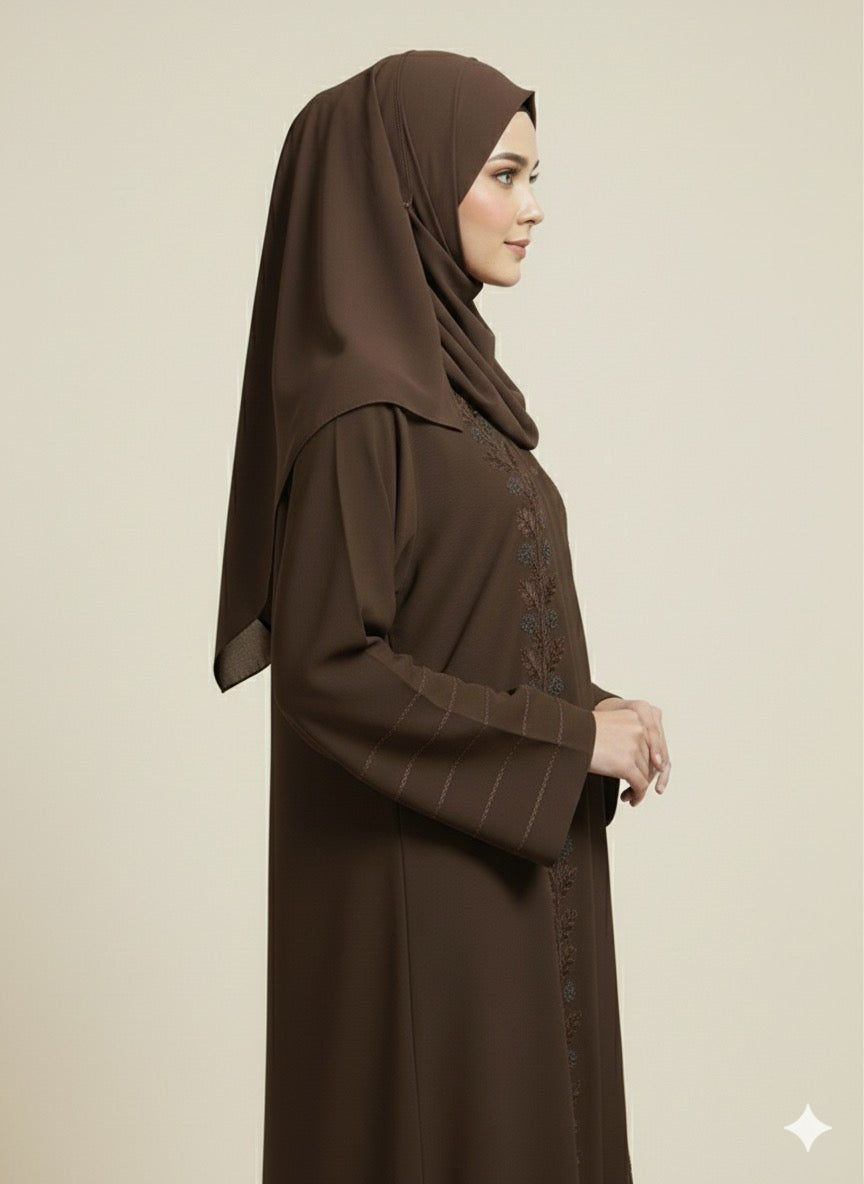 MOCHA BLOOM | Embroidered Abaya