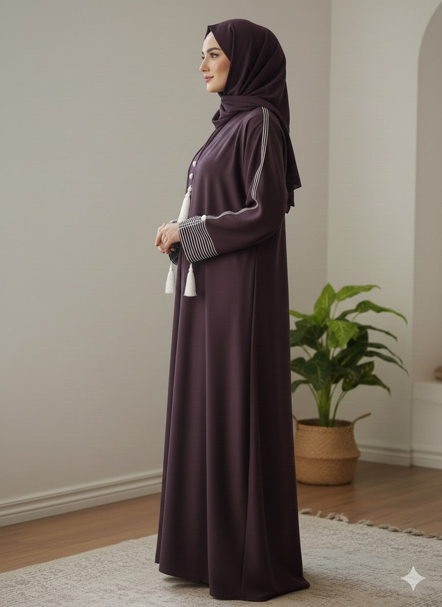 Mulberry | Pinstripe Abaya
