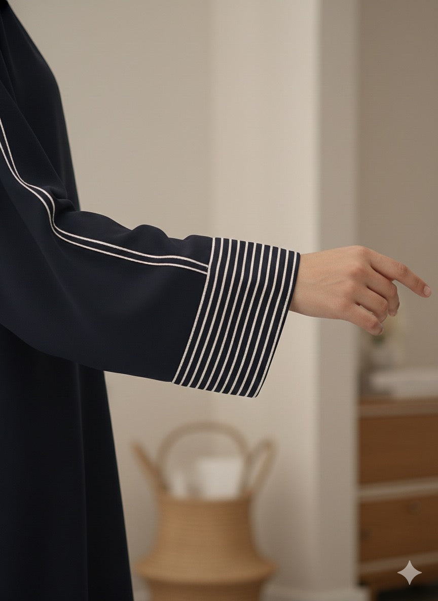 Charcoal Grey | Pinstripe Abaya