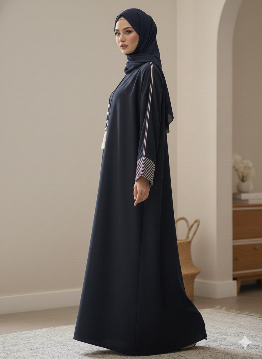 Charcoal Grey | Pinstripe Abaya