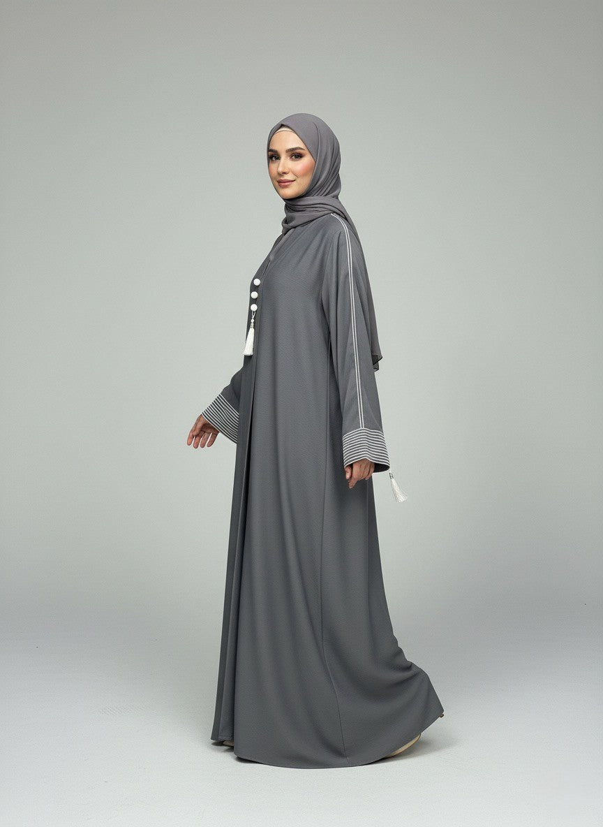 Slate Gray | Pinstripe Abaya
