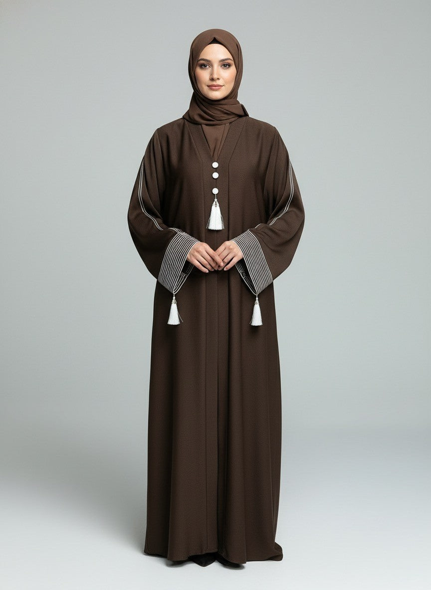 Chocolate Brown | Pinstripe Abaya