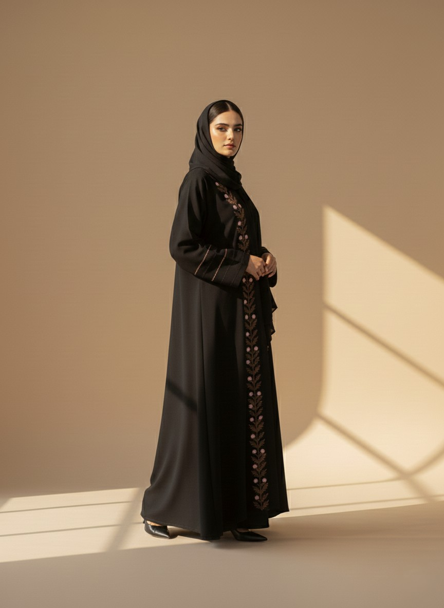 NOIR BLOOM | Embroidered Abaya