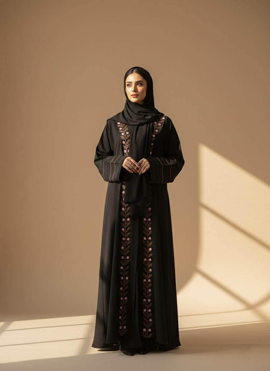 NOIR BLOOM | Embroidered Abaya
